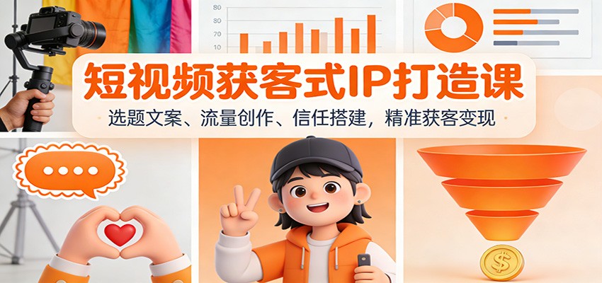 短视频获客式IP打造课：选题文案、流量创作、信任搭建，精准获客变现-独家科技资源网