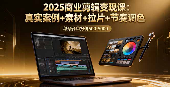 2025商业剪辑变现课：真实案例+素材+拉片+节奏调色，单条商单报价500-5000-独家科技资源网