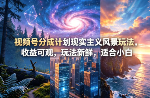 视频号分成计划现实主义风景玩法，收益可观，玩法新鲜，适合小白-独家科技资源网