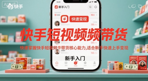 快手短视频带货,快速掌握快手短视频带货核心能力,适合新手快速上手变现-独家科技资源网