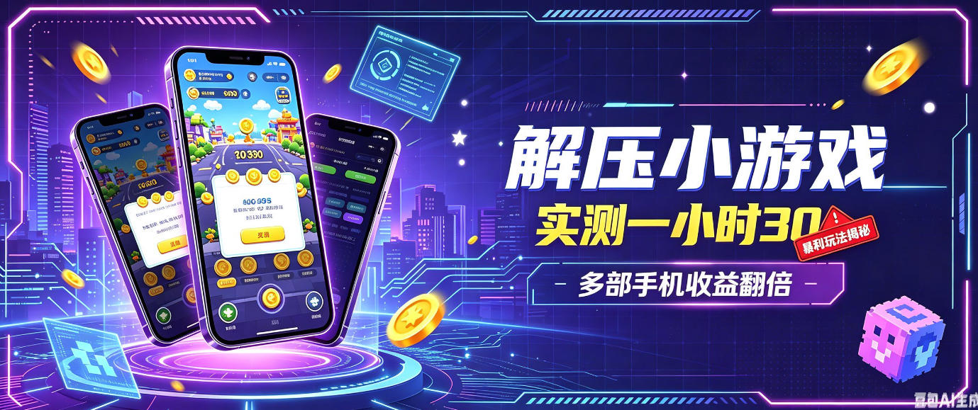 小游戏全流程玩法，实测一小时搞30，简单无脑解压，当天做当天就能看到进账，直接冲就行【揭秘】-独家科技资源网