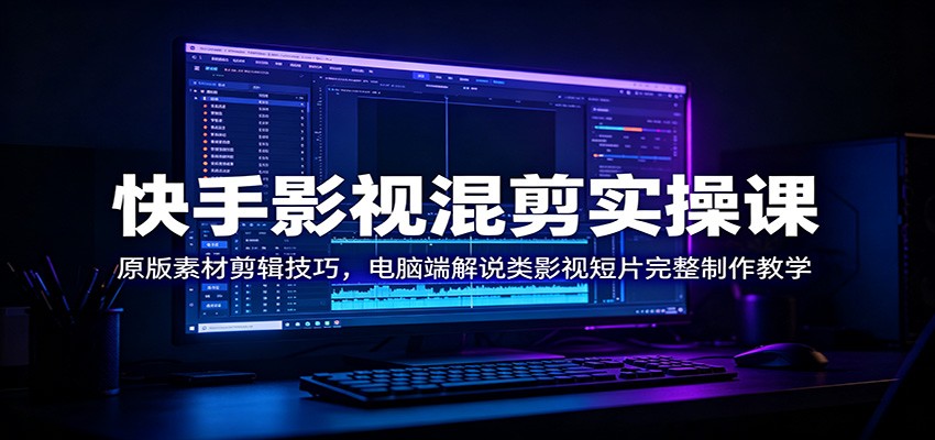 快手影视混剪实操课：原版素材剪辑技巧，电脑端解说类影视短片完整制作教学-独家科技资源网