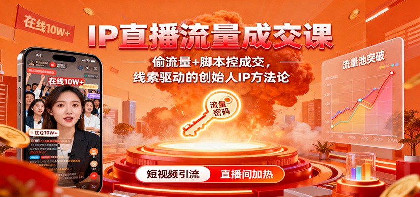 IP直播流量成交课：偷流量+脚本控成交，线索驱动的创始人IP方法论-独家科技资源网