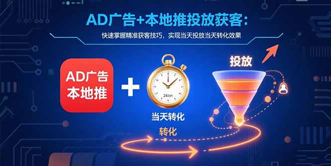 AD广告+本地推投放获客：快速掌握精准获客技巧，实现当天投放当天转化效果-独家科技资源网