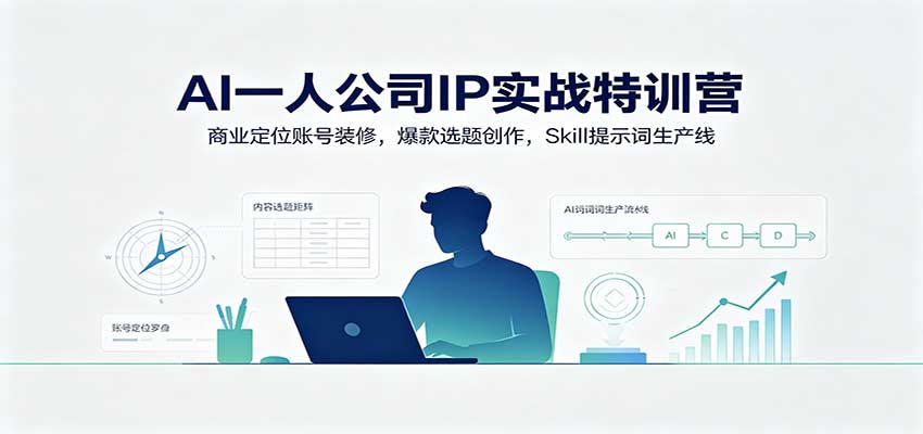 AI一人公司IP实战特训营：商业定位账号装修，爆款选题创作，Skill提示词生产线-独家科技资源网