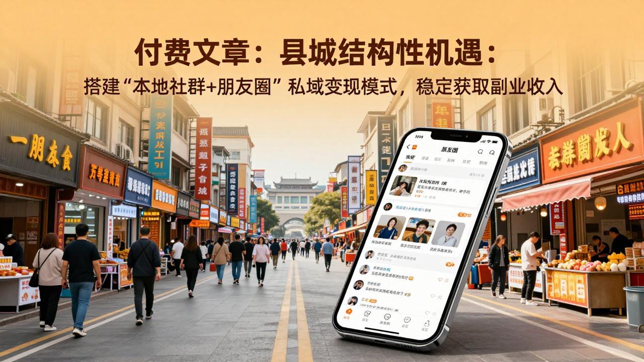付费文章：县城结构性机遇：搭建“本地社群+朋友圈”私域变现模式，稳定获取副业收入-独家科技资源网