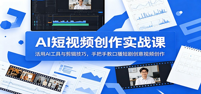 AI短视频创作实战课:活用AI工具与剪辑技巧,手把手教口播短剧创意视频创作-独家科技资源网