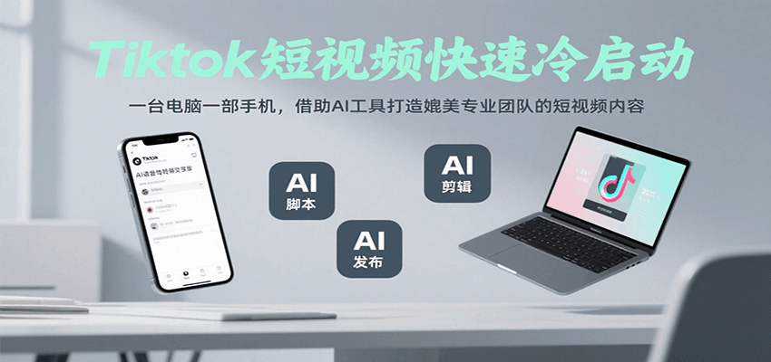 Tiktok短视频快速冷启动，一台电脑一部手机，借助AI工具打造媲美专业团队的短视频内容-独家科技资源网