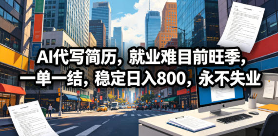AI代写简历,就业难目前旺季,一单一结,稳定日入800,永不失业-独家科技资源网