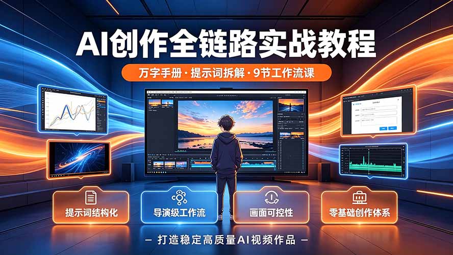 AI创作全链路实战教程｜万字手册·提示词拆解·9节工作流课，打造稳定高质量AI视频作品-独家科技资源网