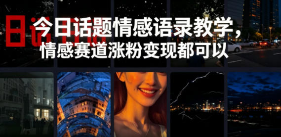 今日话题情感语录教学，情感赛道涨粉变现都可以-独家科技资源网
