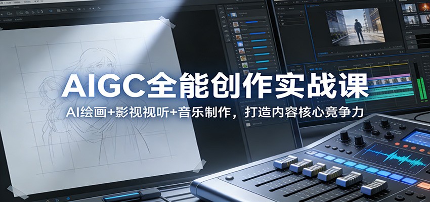 AIGC全能创作实战课：AI绘画+影视视听+音乐制作，打造内容核心竞争力-独家科技资源网