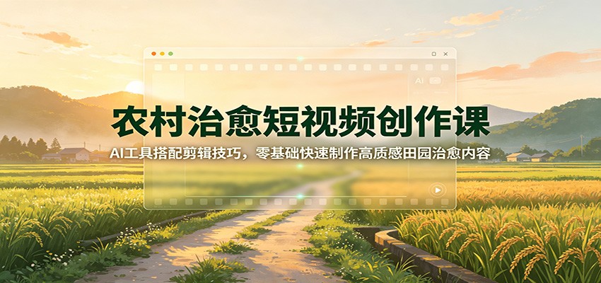 农村治愈短视频创作课：AI工具搭配剪辑技巧，零基础快速制作高质感田园治愈内容-独家科技资源网