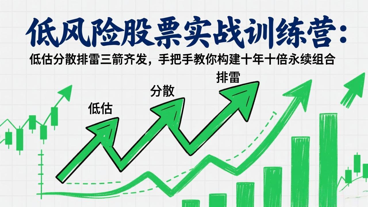 低风险股票实战训练营：低估分散排雷三箭齐发，手把手教你构建十年十倍永续组合-独家科技资源网