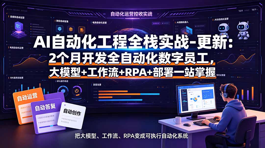 AI自动化工程全栈实战-更新:2个月开发全自动化数字员工,大模型+工作流+RPA+部署一站式掌握-独家科技资源网