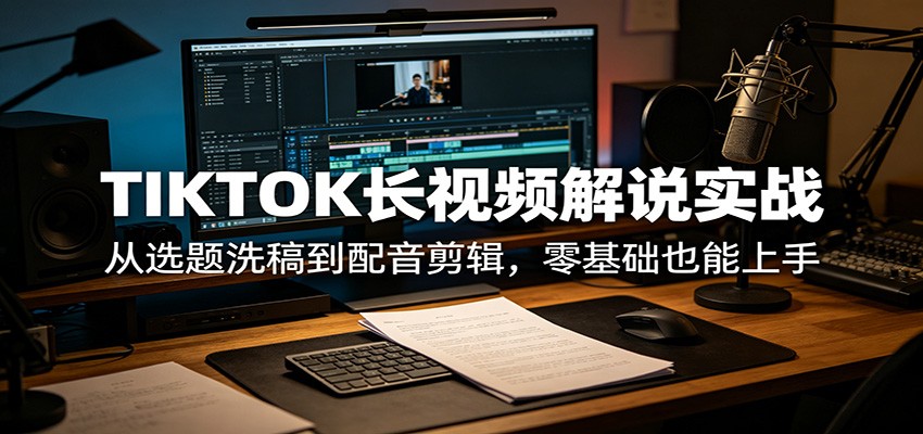 TIKTOK长视频解说实战：从选题洗稿到配音剪辑，零基础也能上手-独家科技资源网