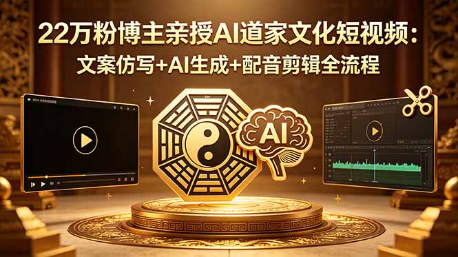 22万粉博主亲授AI道家文化短视频:文案仿写+AI生成+配音剪辑全流程-独家科技资源网
