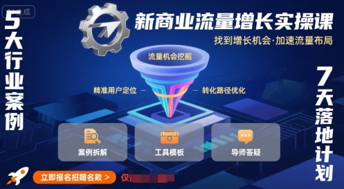 新商业流量增长实操课，找到增长机会，加速流量布局-独家科技资源网