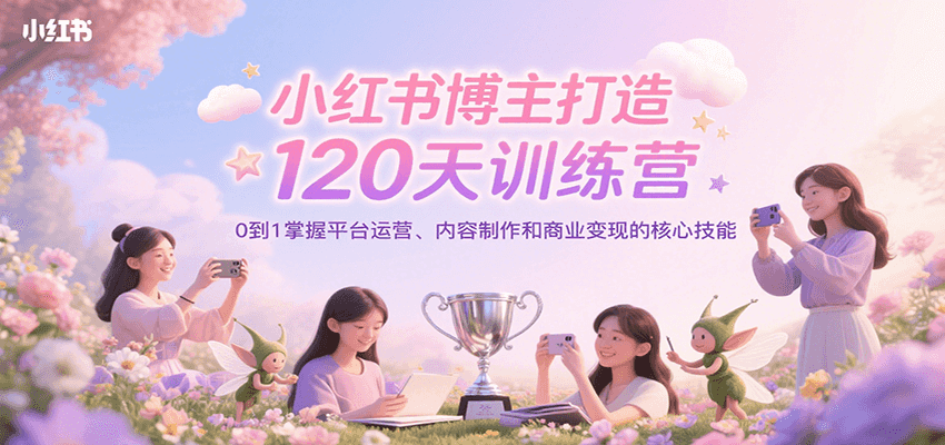 小红书博主打造120天训练营，0到1掌握平台运营、内容制作和商业变现-独家科技资源网
