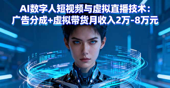 AI数字人短视频与虚拟直播技术：广告分成+虚拟带货月收入2万-8万元-独家科技资源网