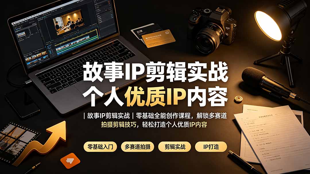 故事IP剪辑实战｜零基础全能创作课程，解锁多赛道拍摄剪辑技巧，轻松打造个人优质IP内容-独家科技资源网