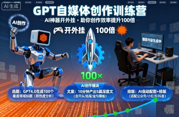 GPT自媒体创作训练营：AI神器开外挂，助你创作效率提升100倍-独家科技资源网