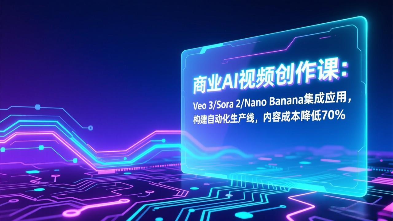 商业AI视频创作课：Veo 3/Sora 2/Nano Banana集成应用，构建自动化生产线，内容成本降低70%-独家科技资源网