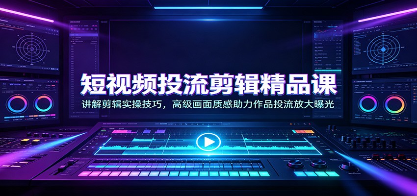 短视频投流剪辑精品课：讲解剪辑实操技巧，高级画面质感助力作品投流放大曝光-独家科技资源网