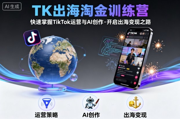 TK出海淘金训练营，助你快速掌握TikTok运营与AI创作，开启出海变现之路-独家科技资源网
