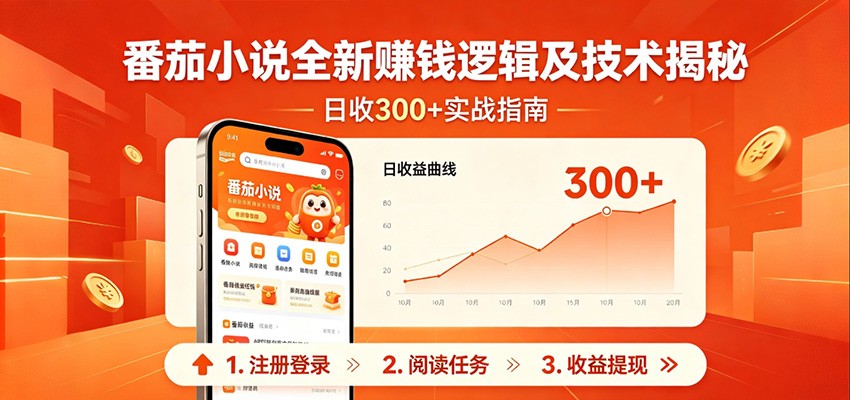 番茄小说全新赚钱逻辑及技术日收300+，小白新书皆可做！无脑赚就行了！-独家科技资源网