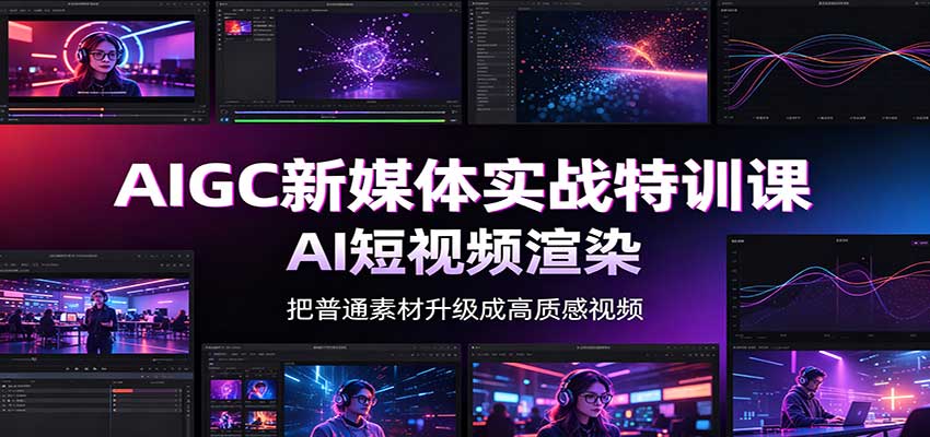 AIGC新媒体实战特训课：工具入门实操，AI短视频渲染，数字人商业视频制作-独家科技资源网