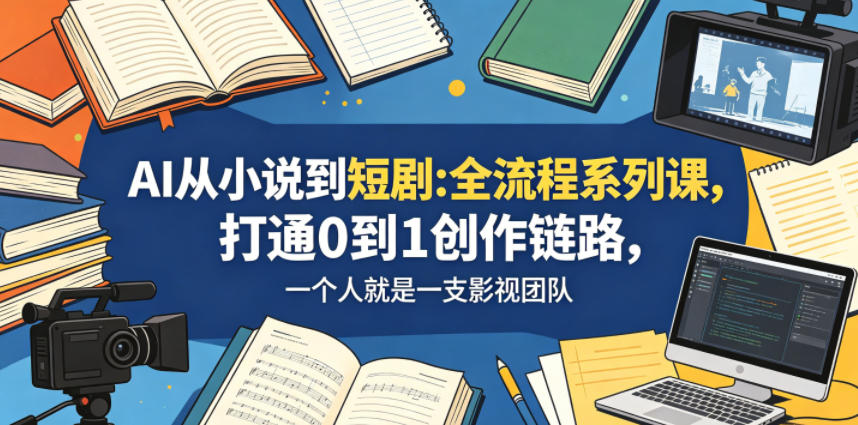 AI从小说到短剧全流程系列课，打通0到1创作链路，一个人就是一支影视团队-独家科技资源网
