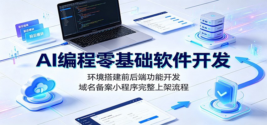 AI编程零基础软件开发：环境搭建前后端功能开发，域名备案小程序完整上架流程-独家科技资源网