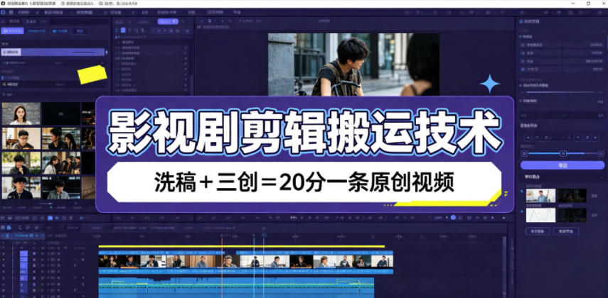 影视剧剪辑搬运技术，洗稿+三创=20分一条原创视频-独家科技资源网