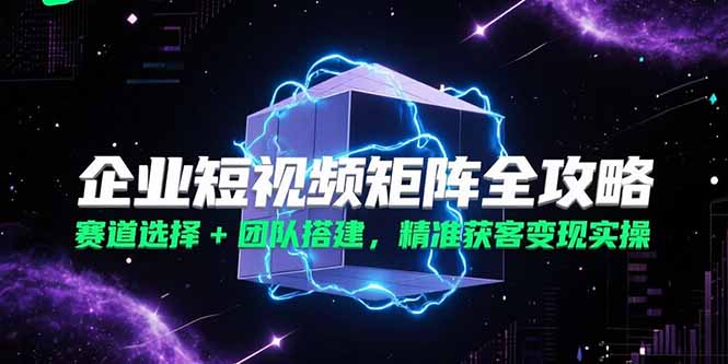 企业短视频矩阵全攻略，赛道选择+团队搭建，精准获客变现实操-独家科技资源网