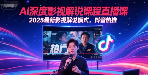 AI深度影视解说课程直播课，2025最新影视解说模式，抖音热推-独家科技资源网