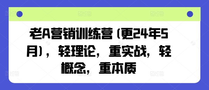 老A营销训练营(更25年4月)，轻理论，重实战，轻概念，重本质-独家科技资源网