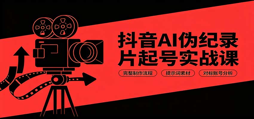 抖音AI伪纪录片起号实战课：完整制作流程，提示词素材，对标账号分析-独家科技资源网