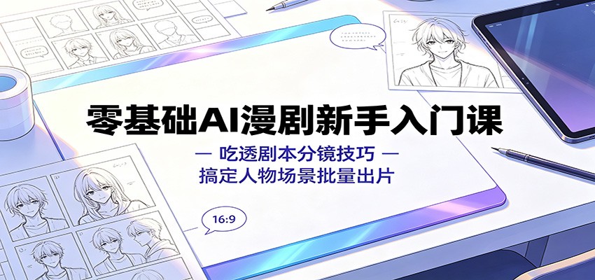 零基础AI漫剧新手入门课：吃透剧本分镜技巧，搞定人物场景批量出片-独家科技资源网