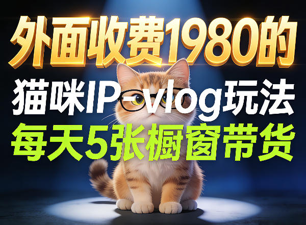 宠物赛道猫咪IP-vlog玩法，26条视频涨粉29W，每天5张橱窗带货拆解-独家科技资源网