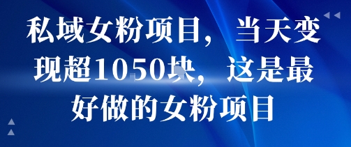 私域女粉项目，当天变现超1k，这是最好做的女粉项目，可放大操作-独家科技资源网