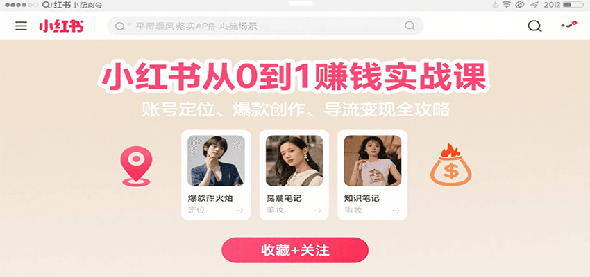 小红书从0到1赚钱实战课：账号定位、 爆款创作 、导流变现全攻略-独家科技资源网