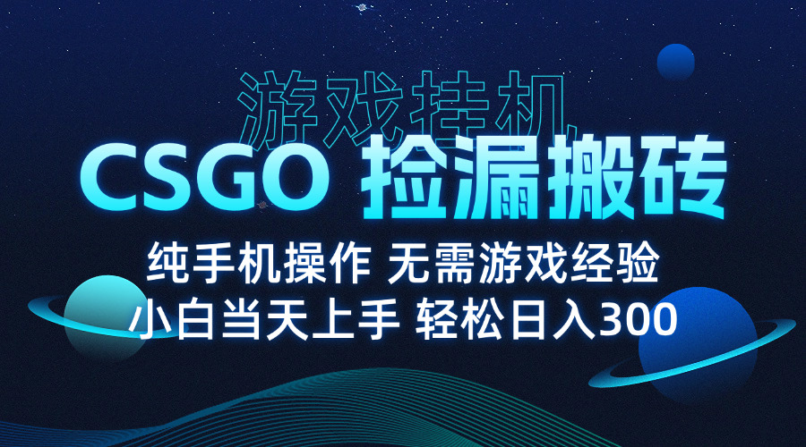 8月最新游戏搬砖，CSGO纯挂机，不需要玩游戏，实现真挂机，月入1W+-独家科技资源网