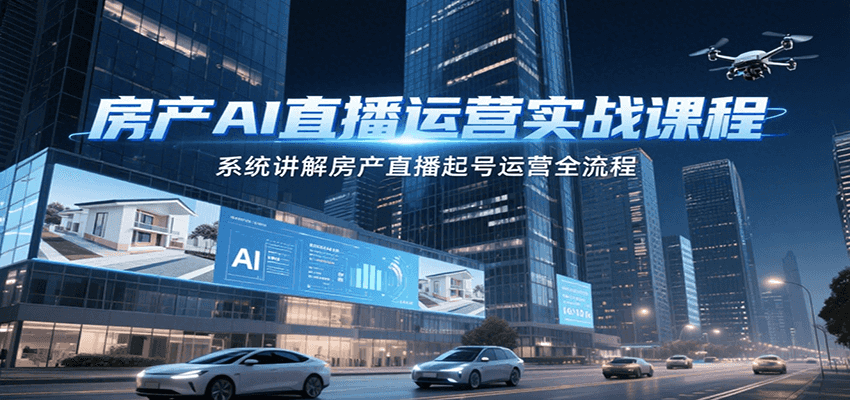 房产AI直播运营实战课程，系统讲解房产直播起号运营全流程-独家科技资源网