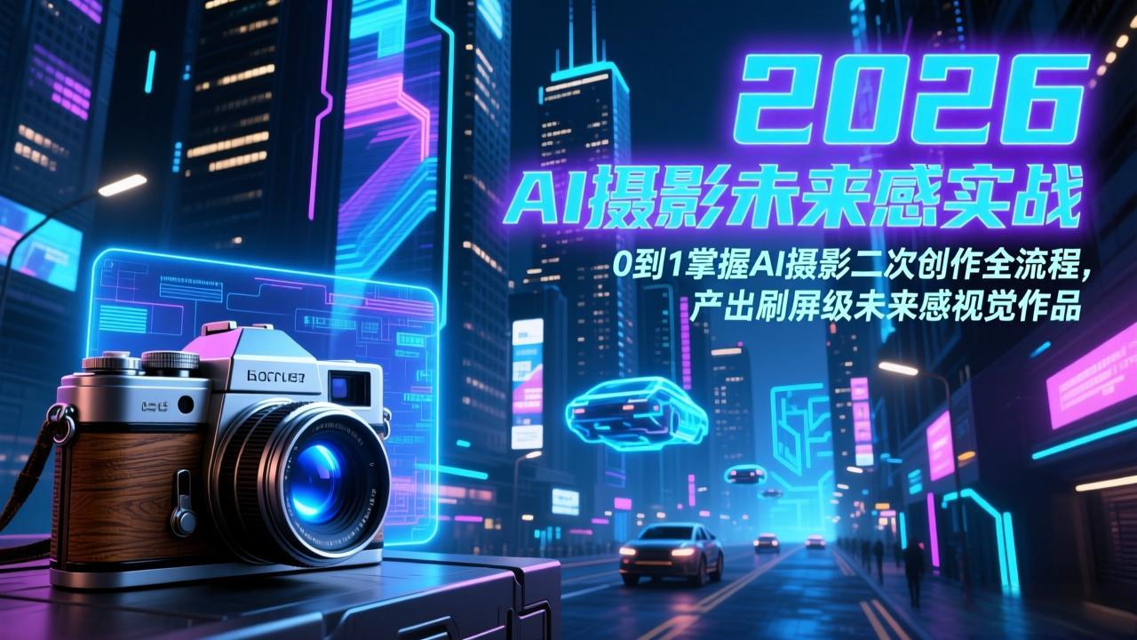 2026 AI摄影未来感实战：0到1掌握AI摄影二次创作全流程，产出刷屏级未来感视觉作品-独家科技资源网