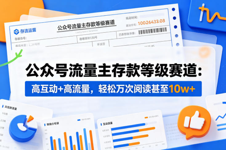 公众号流量主之存款等级赛道，高互动+高流量，轻松达到万次阅读，甚至10w+-独家科技资源网