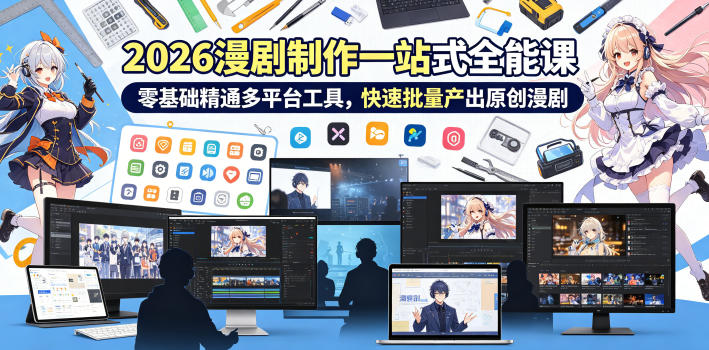 2026 AI漫剧制作一站式全能课，零基础精通多平台工具，快速批量产出原创漫剧-独家科技资源网