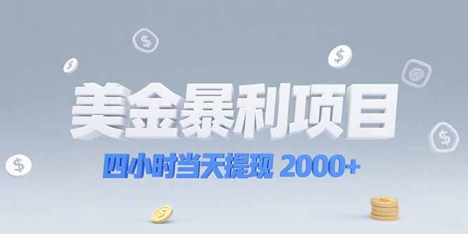 美金暴利项目，四小时当天提现 2000+机会留给会选赛道的人-独家科技资源网