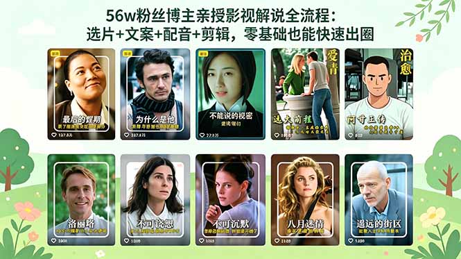 56万粉丝博主亲授影视解说全流程:选片+文案+配音+剪辑,零基础也能快速出圈-独家科技资源网