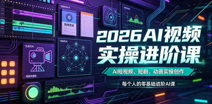 2026AI视频实操进阶课,AI短视频、短剧、动画实操创作,每个人的零基础进阶ai课-独家科技资源网
